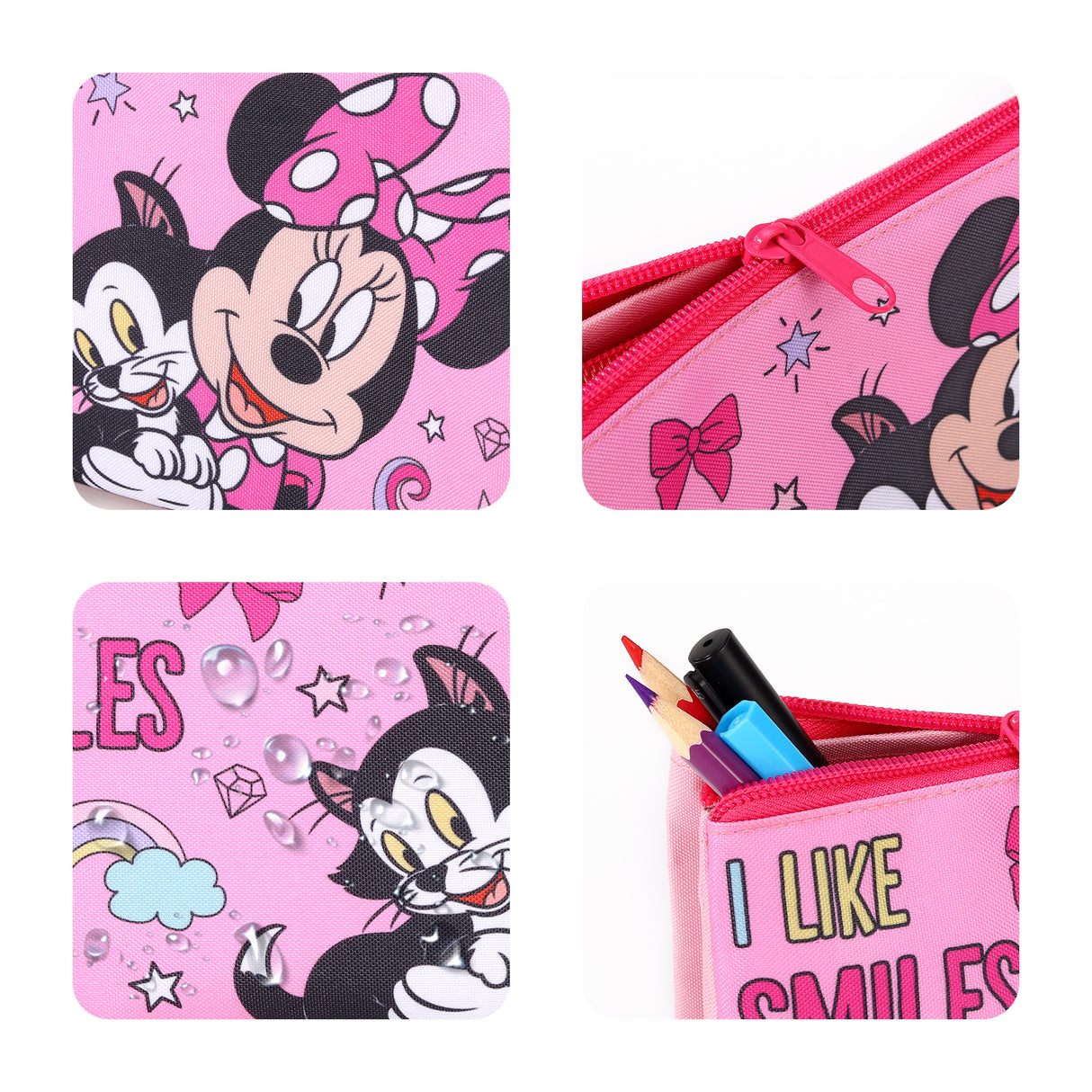 Disney Minnie Mouse Kids School 3 Compartment Pencil Case