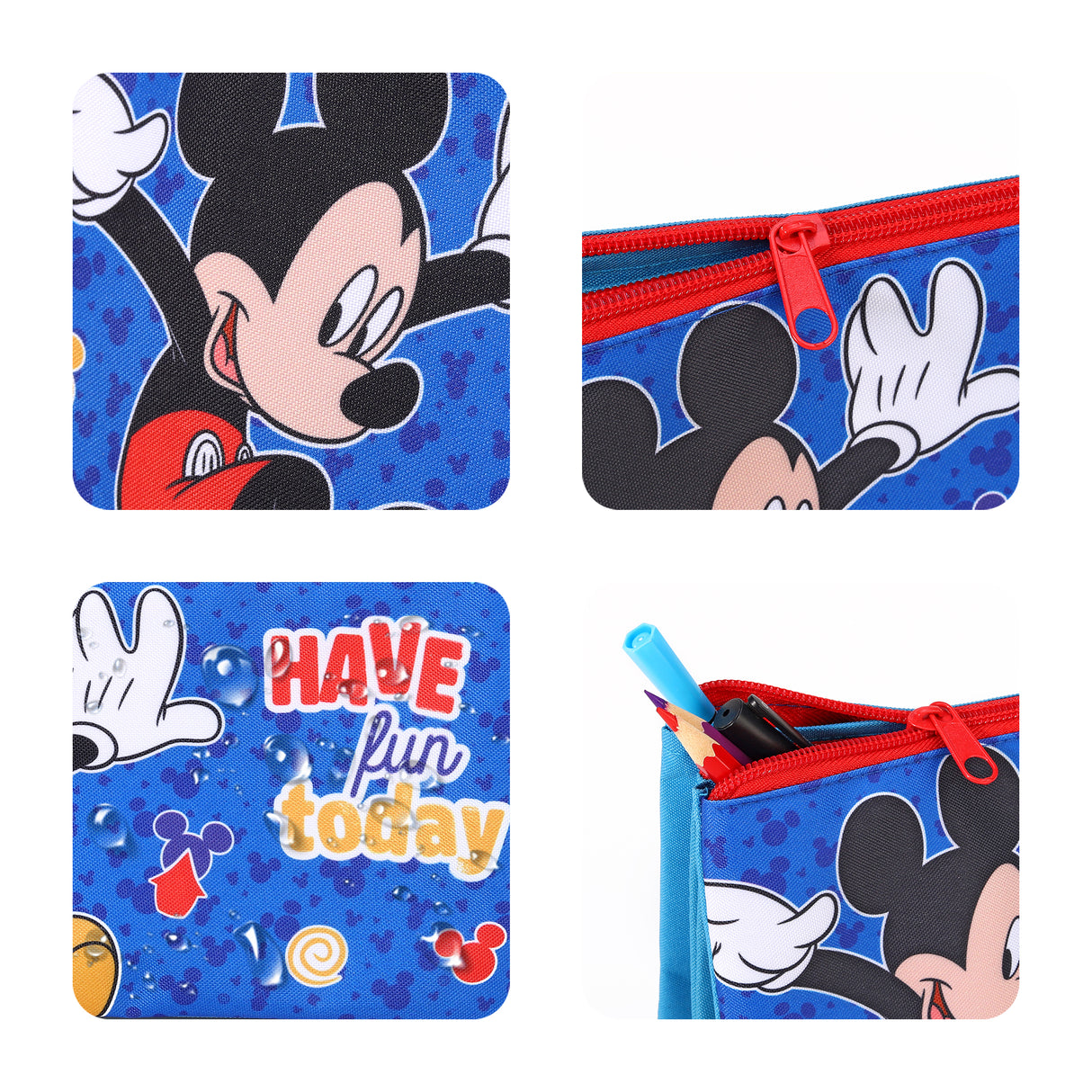 Disney Mickey Mouse Kids School 3 Compartment Pencil Case