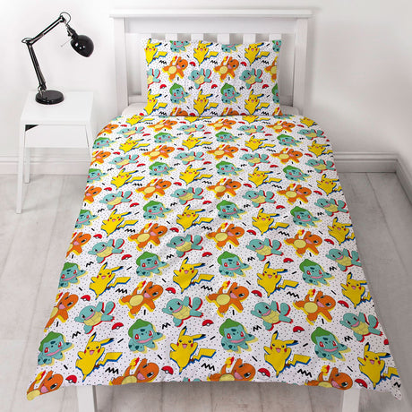 Pokemon 'Memphis' Reversible Single Duvet & Pillowcase Set