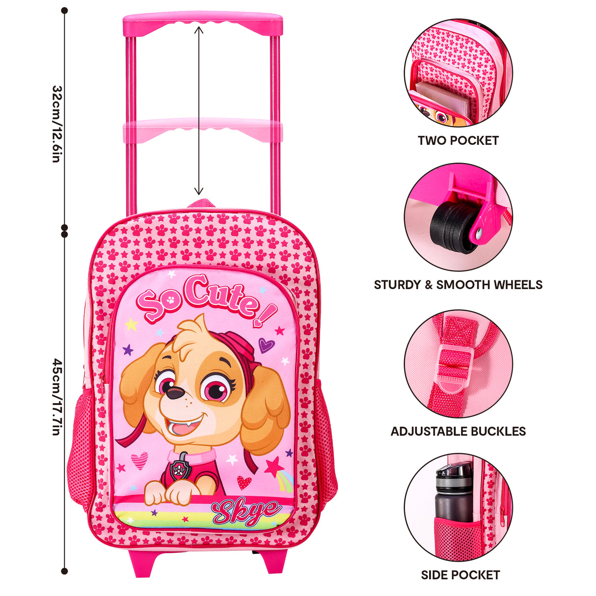 PAW Patrol Skye Kids Deluxe Travel Trolley Backpack