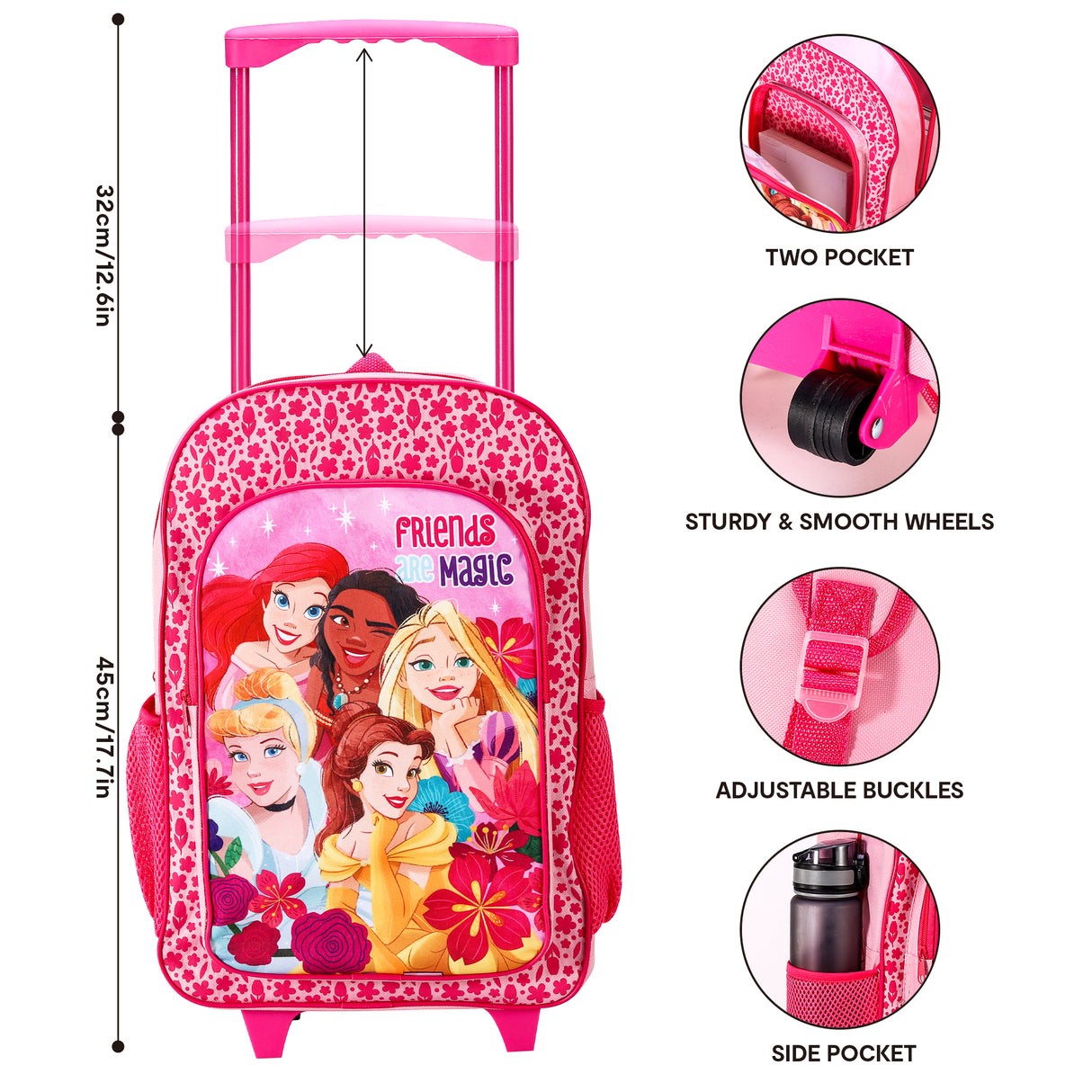 Disney Princess Kids Deluxe Travel Trolley Backpack