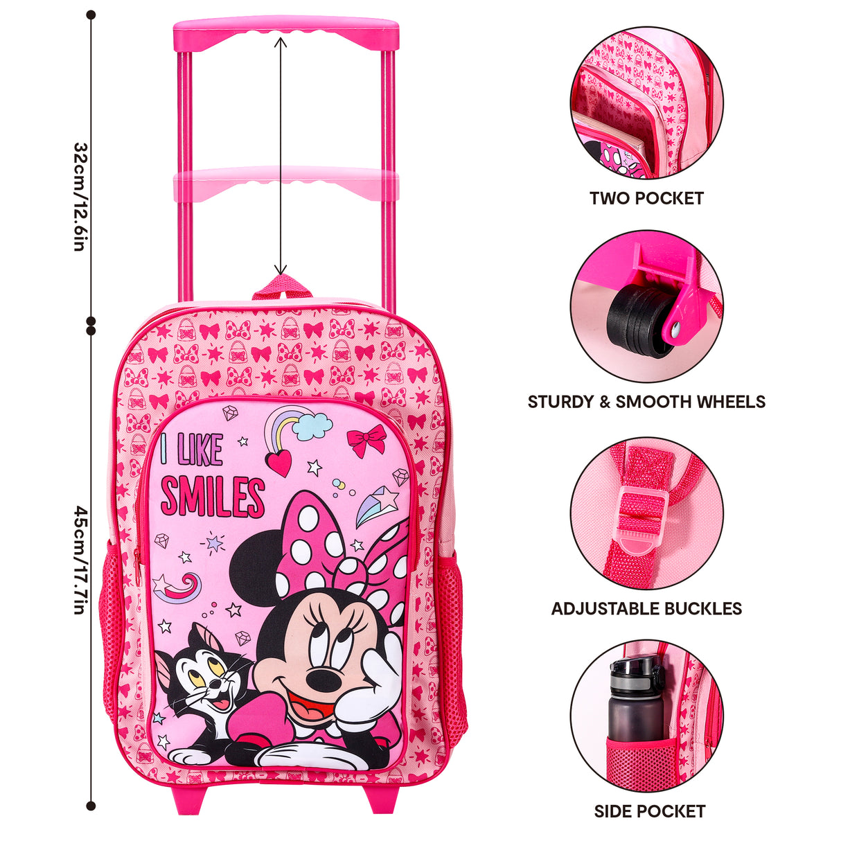 Disney Minnie Mouse Kids Deluxe Travel Trolley Backpack