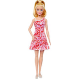 Barbie Fashionistas Doll #205 with Blond Ponytail Wearing Pink and Red Floral Dress