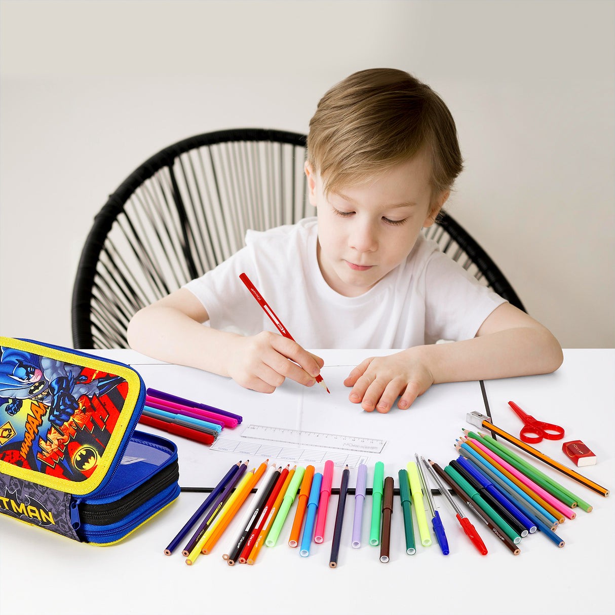 Batman 3 Tier Pencil Case and Stationery Set