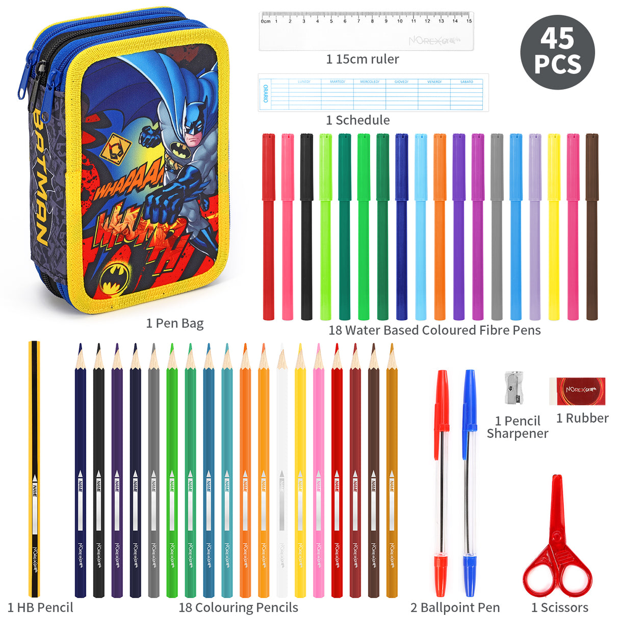 Batman 3 Tier Pencil Case and Stationery Set