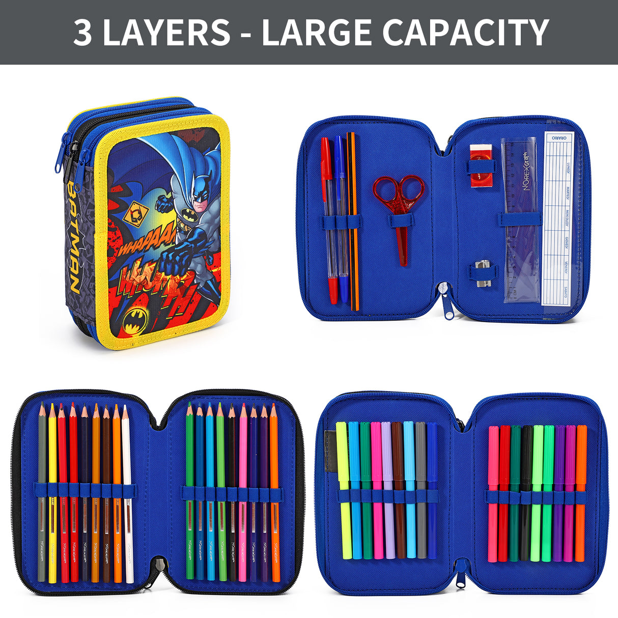 Batman 3 Tier Pencil Case and Stationery Set