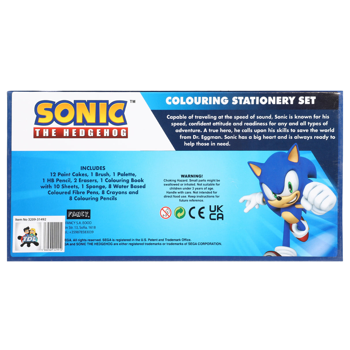 Sonic The Hedgehog 52 Piece Colouring Stationery Tool Box