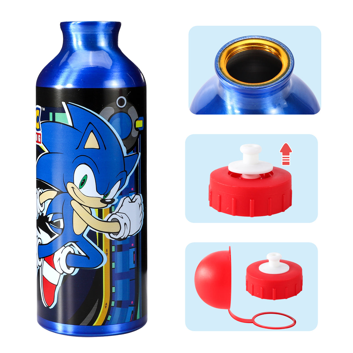 Sonic The Hedgehog Kids Aluminium Sports Cap Bottle 500ml