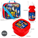 Sonic The Hedgehog 3 piece Insulated School Lunch Bag Set