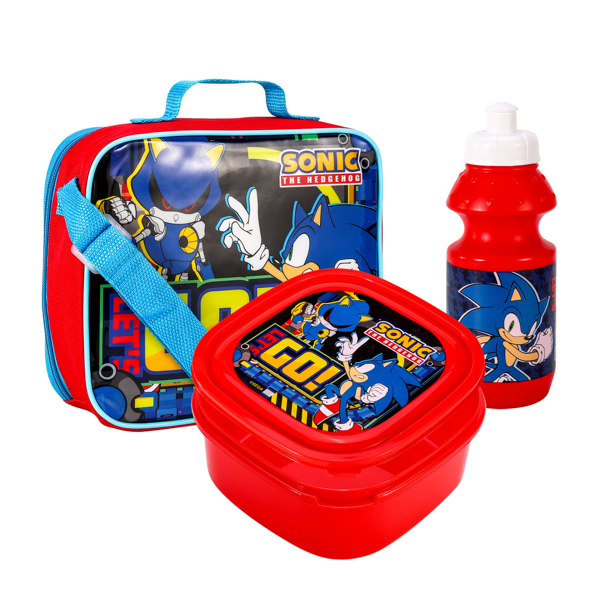 Sonic The Hedgehog 3 piece Insulated School Lunch Bag Set