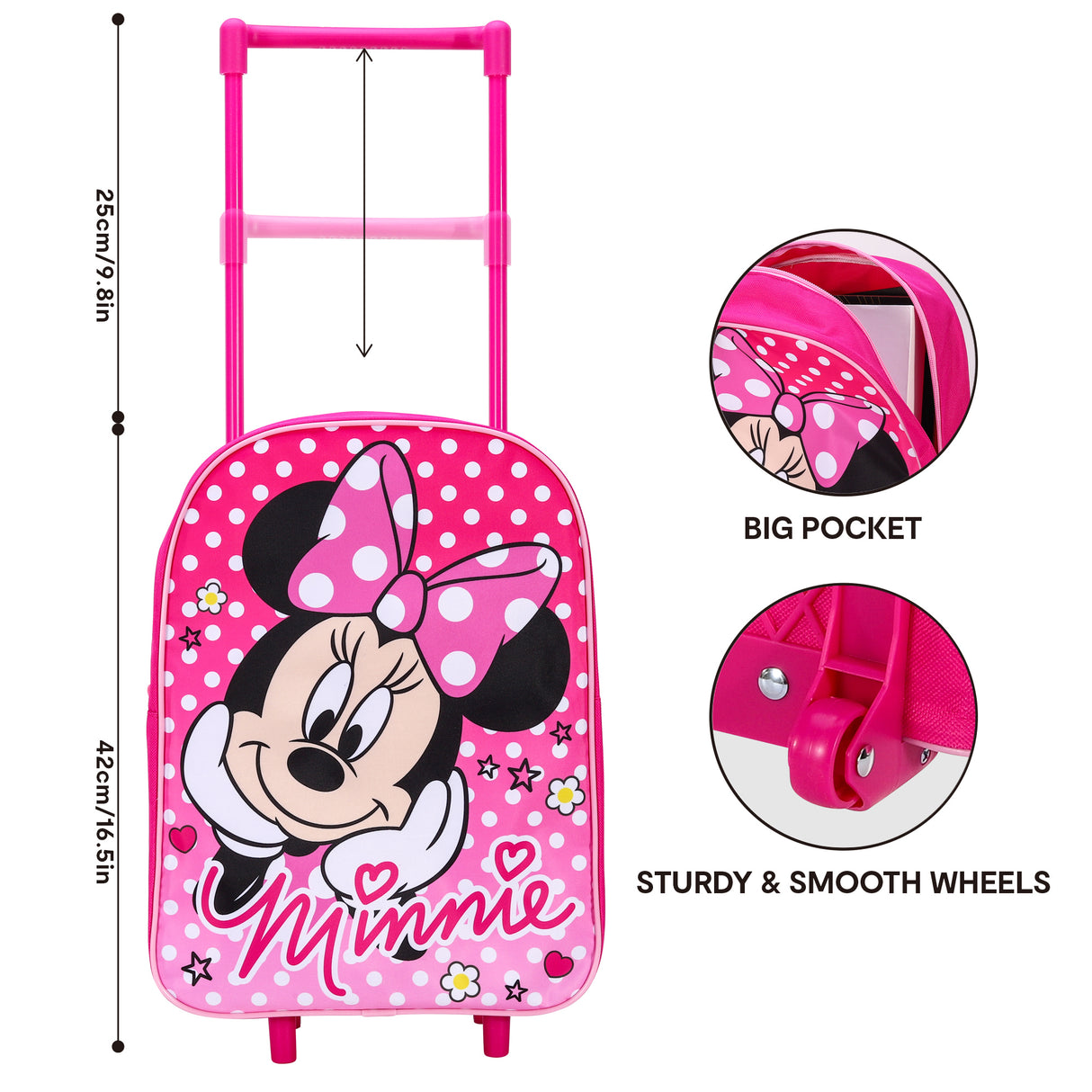 Disney Minnie Mouse Kids Travel Trolley Bag