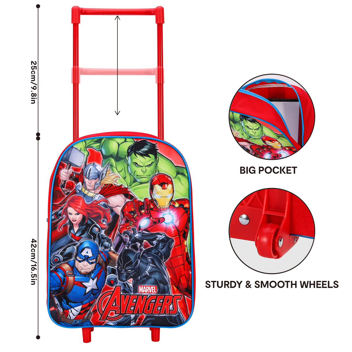 Marvel Avengers Kids Travel Trolley Bag