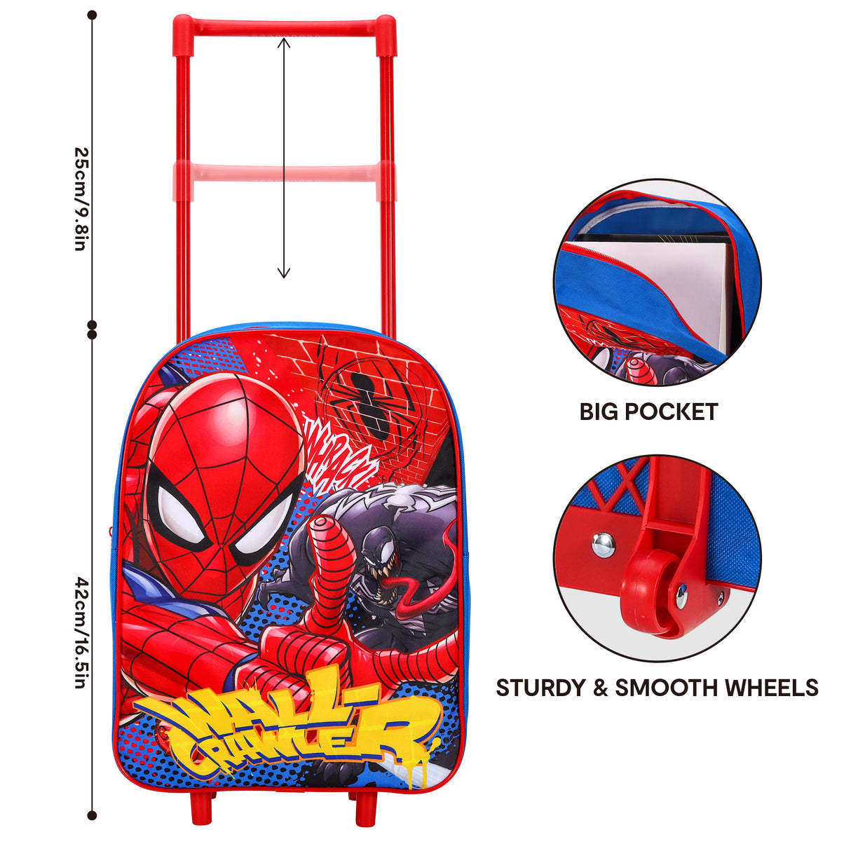 Marvel Spider-Man Kids Travel Trolley Bag