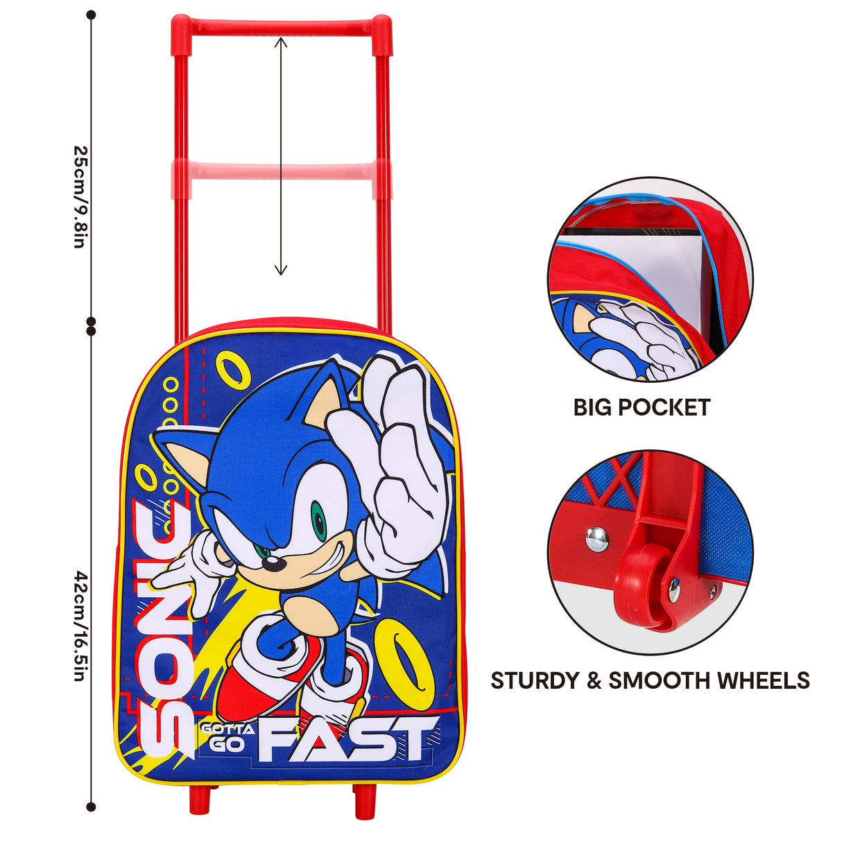 Sonic The Hedgehog Kids Travel Trolley Bag