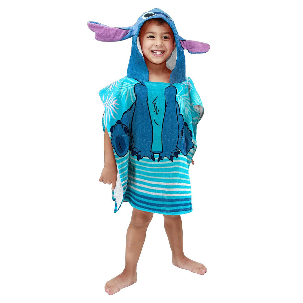 Disney Stitch Kids Hooded Poncho Towel 56cm x 56cm