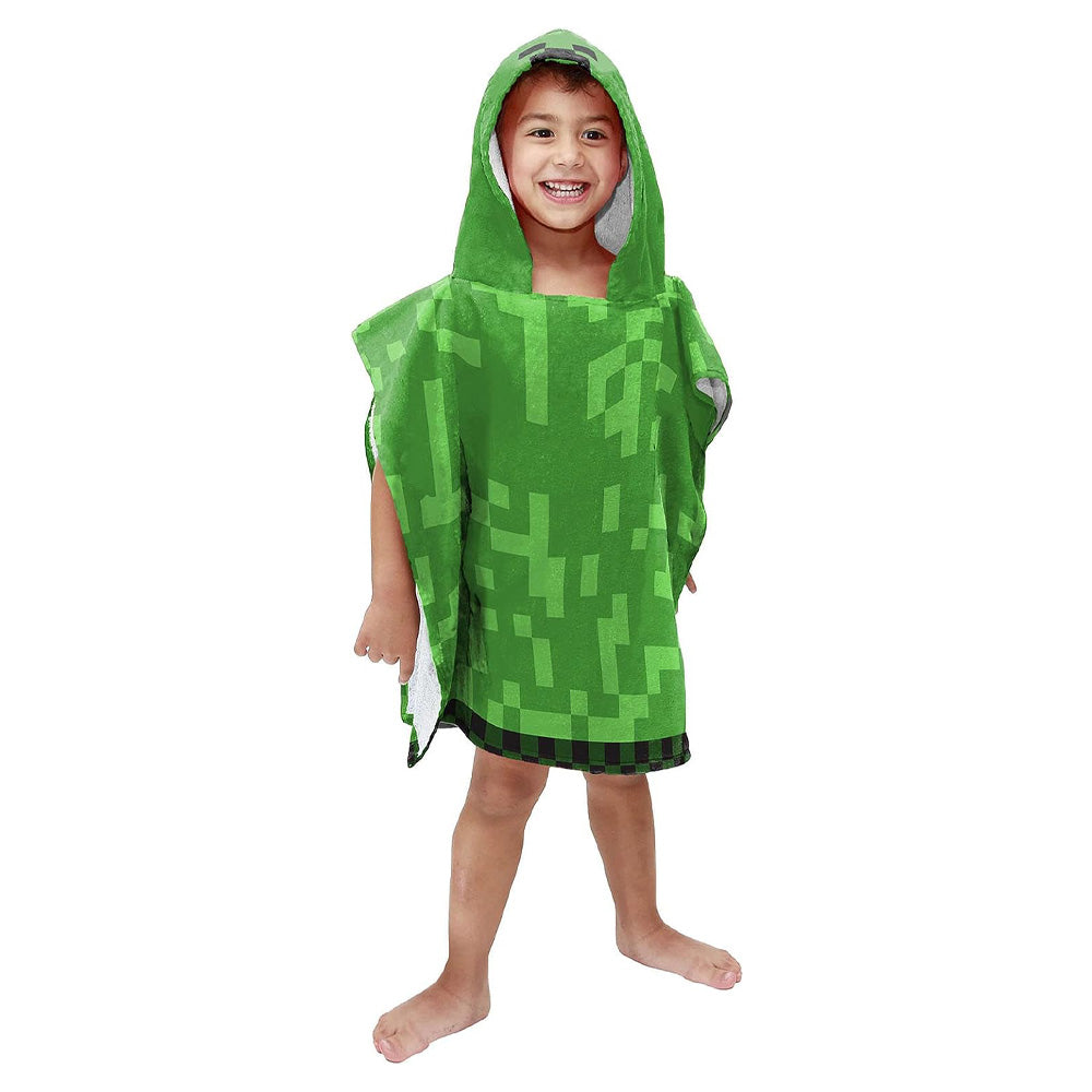 Minecraft Creepers Kids Hooded Poncho Towel 56cm x 56cm