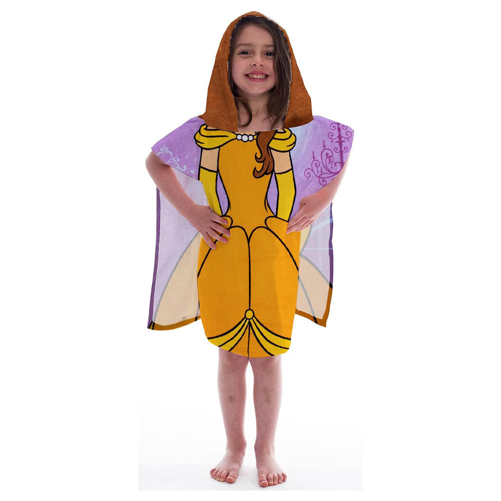 Disney Princess Belle Kids Hooded Poncho Towel 56cm x 56cm