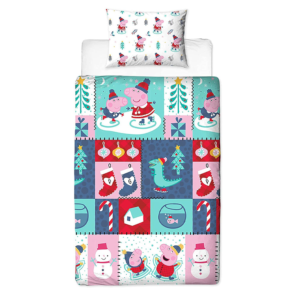 Peppa Pig 'Snowman' Reversible Single Duvet & Pillowcase Set