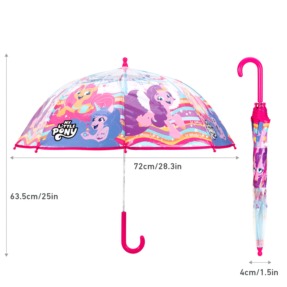 My Little Pony Kids Transparent Dome Travel Umbrella 72cm