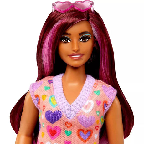 Barbie Fashionistas Doll #207 with Pink-Streaked Hair and Heart Dress