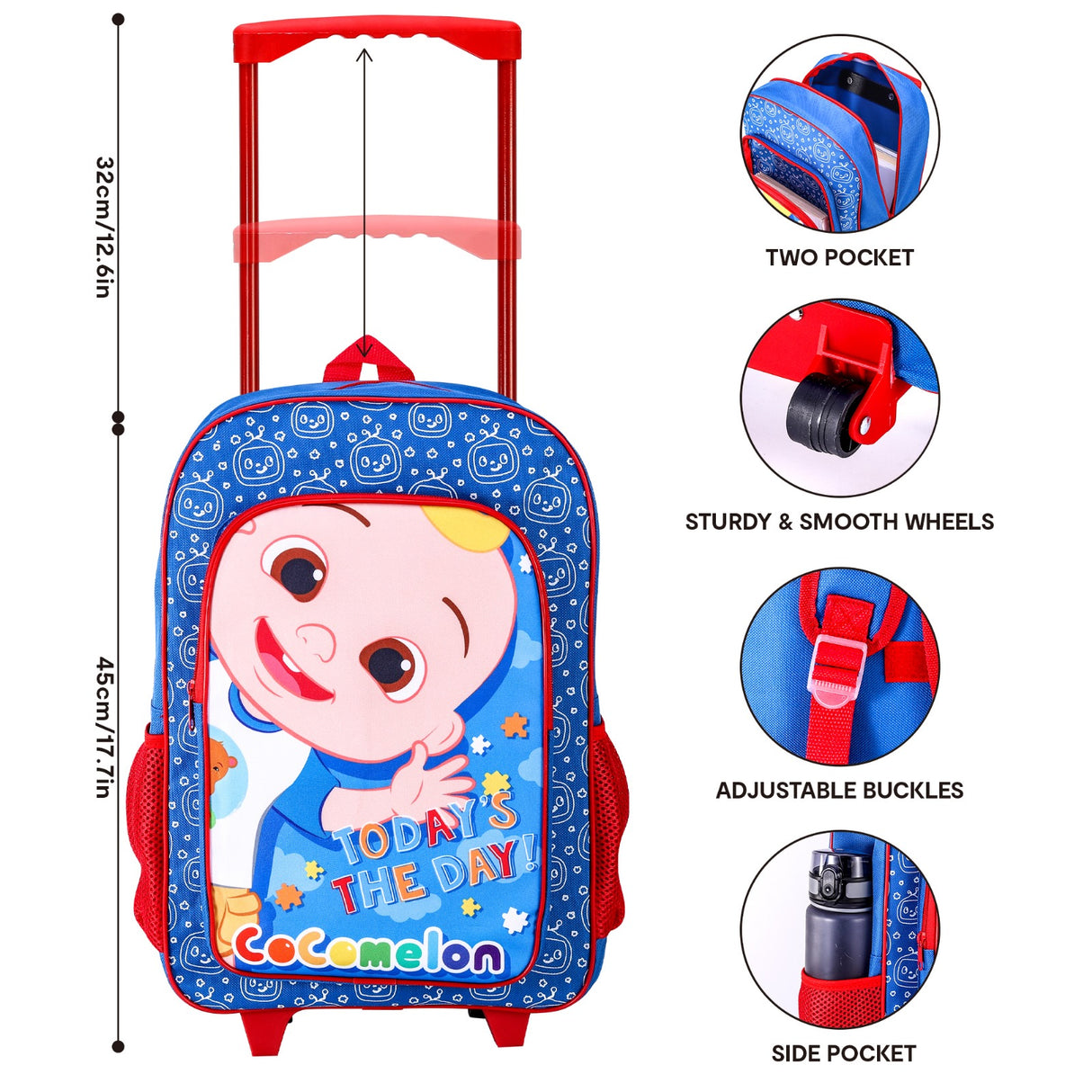 CoComelon Kids Deluxe Travel Trolley Backpack