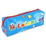 fun blue cocomelon logo pencil case with red zip