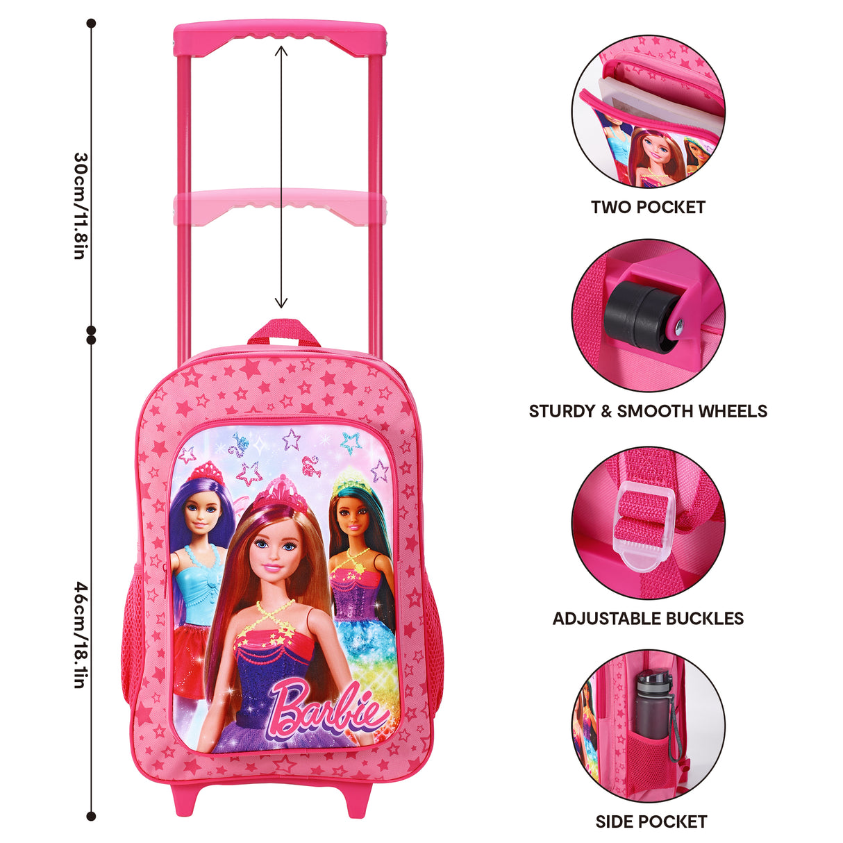 Barbie Kids Deluxe Travel Trolley Backpack