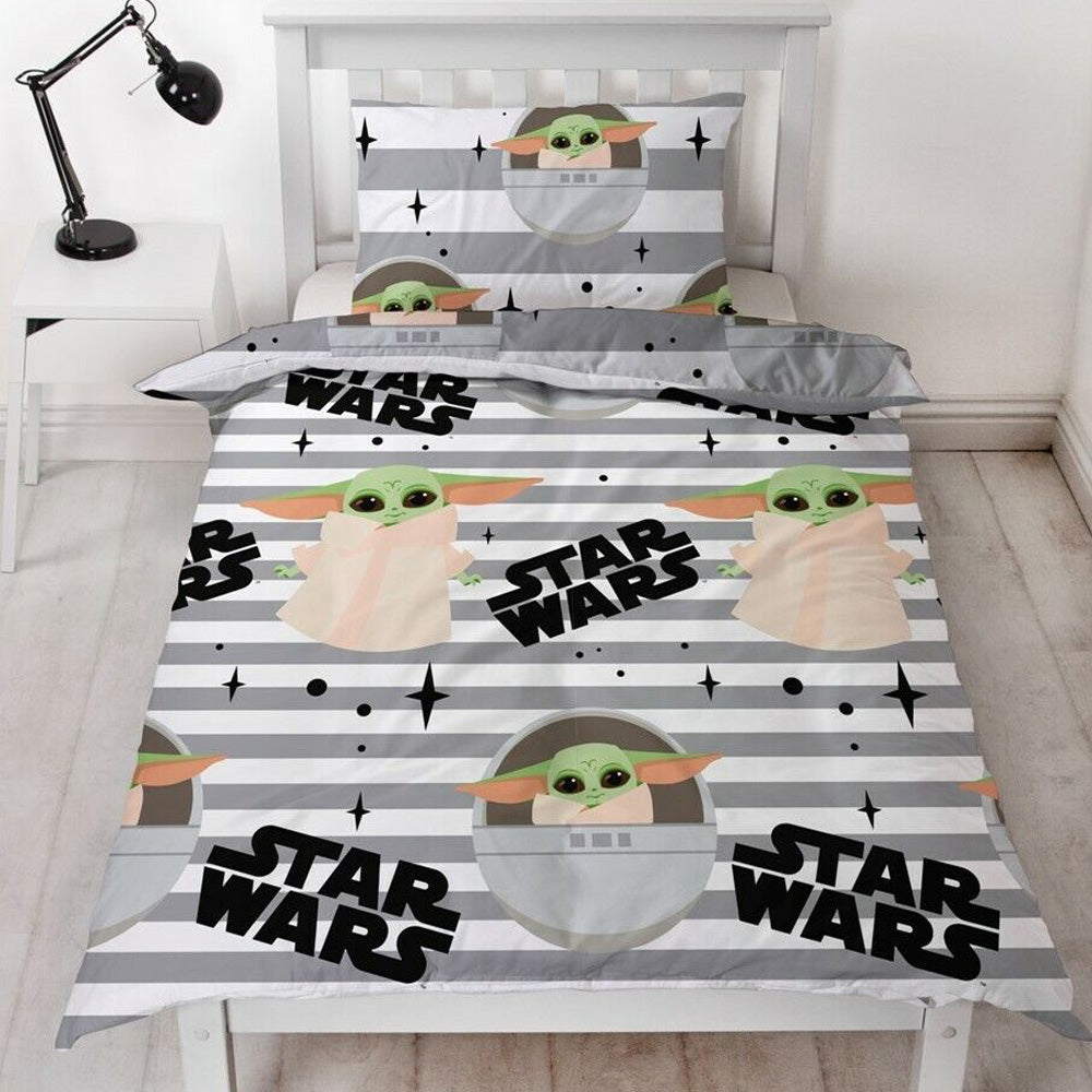 Star Wars - The Mandalorian 'Stars' Reversible Single Duvet & Pillowcase Set