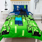 Minecraft 'Creeps' Reversible Single Duvet & Pillowcase Set