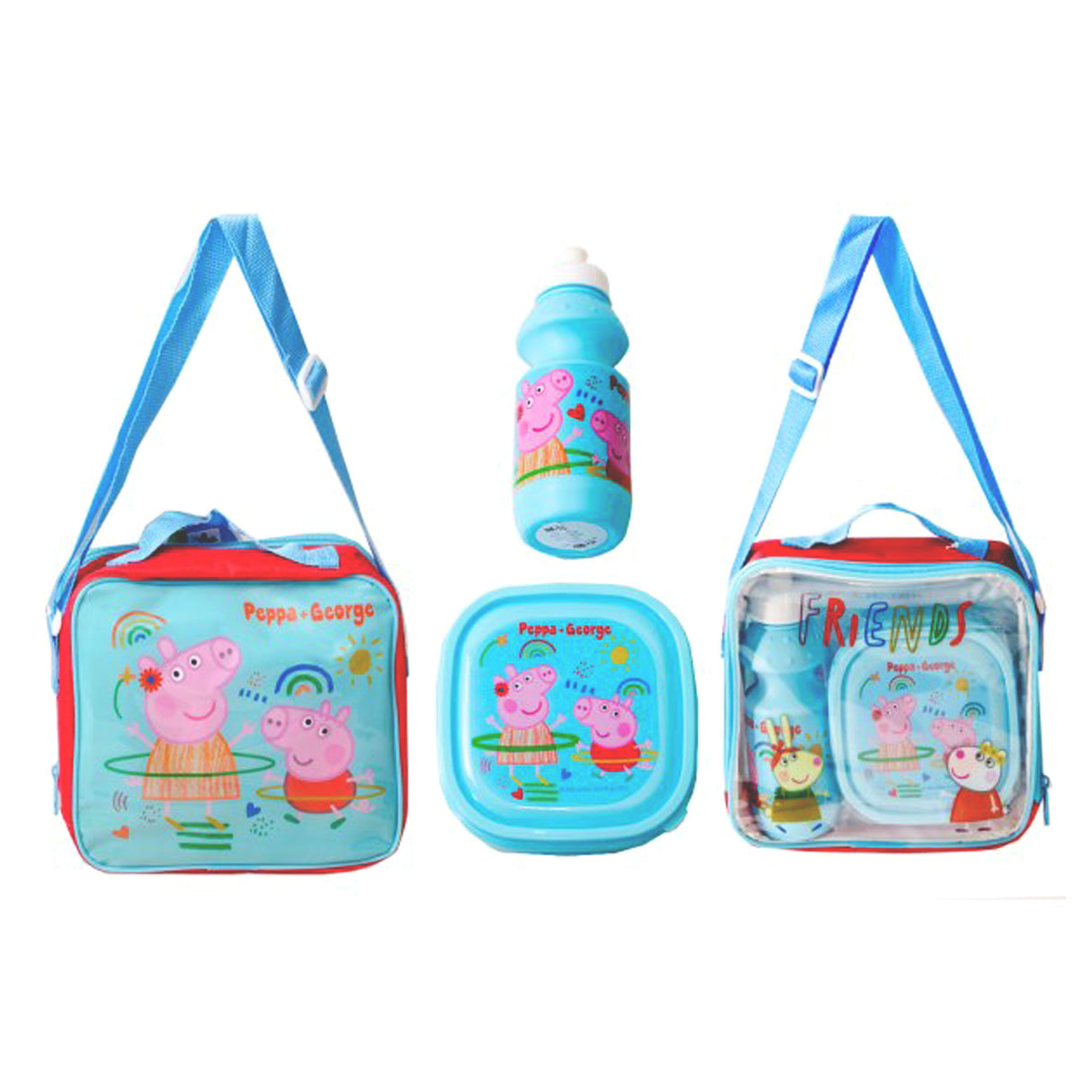 Peppa & George Pig 3 piece Insulated School Lunch Bag Set