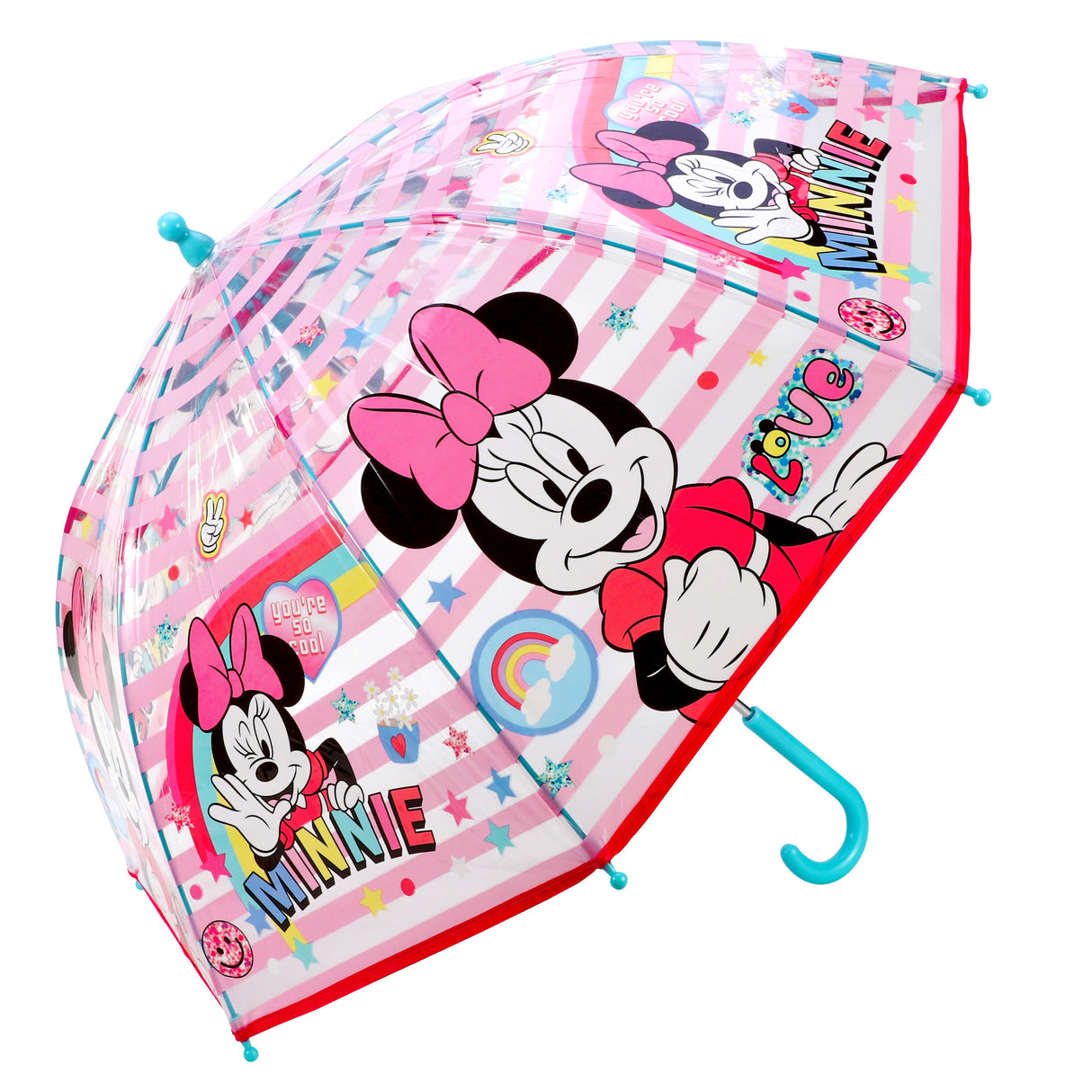 Disney Minnie Mouse 'Love' Kids Transparent Dome Travel Umbrella 72cm