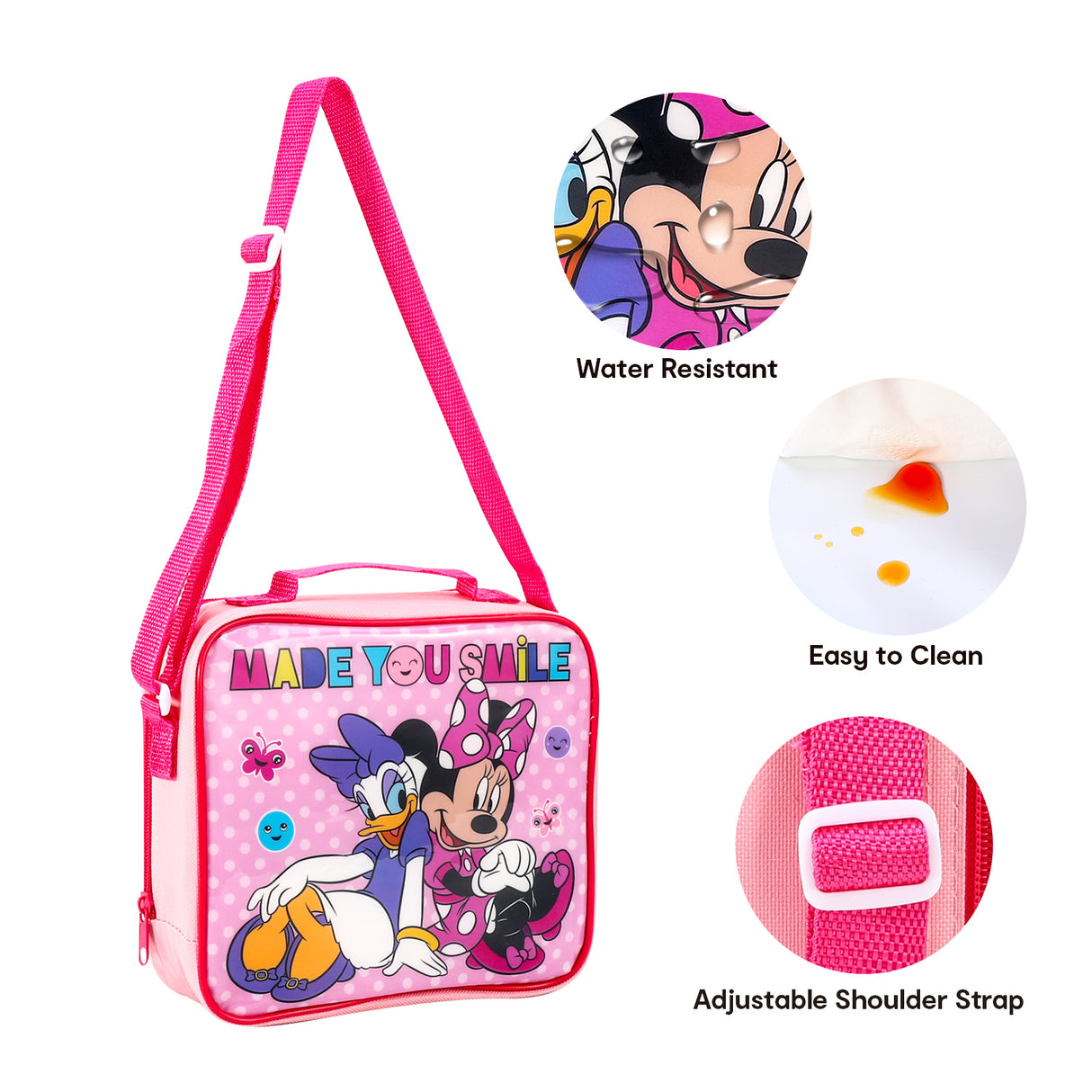 Disney Minnie Mouse 'Smile' 3 piece Insulated School Lunch Bag Set