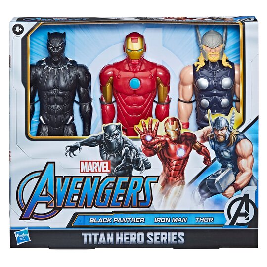 Marvel Avengers Titan Hero 3 Pack - Black Panther, Iron Man and Thor Action Figures