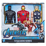 Marvel Avengers Titan Hero 3 Pack - Black Panther, Iron Man and Thor Action Figures