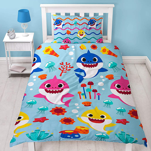 kids single baby shark duvet set bedding