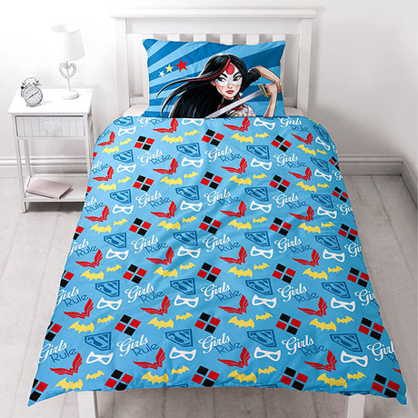 DC Super Hero Girls 'Super' Reversible Single Duvet & Pillowcase Set