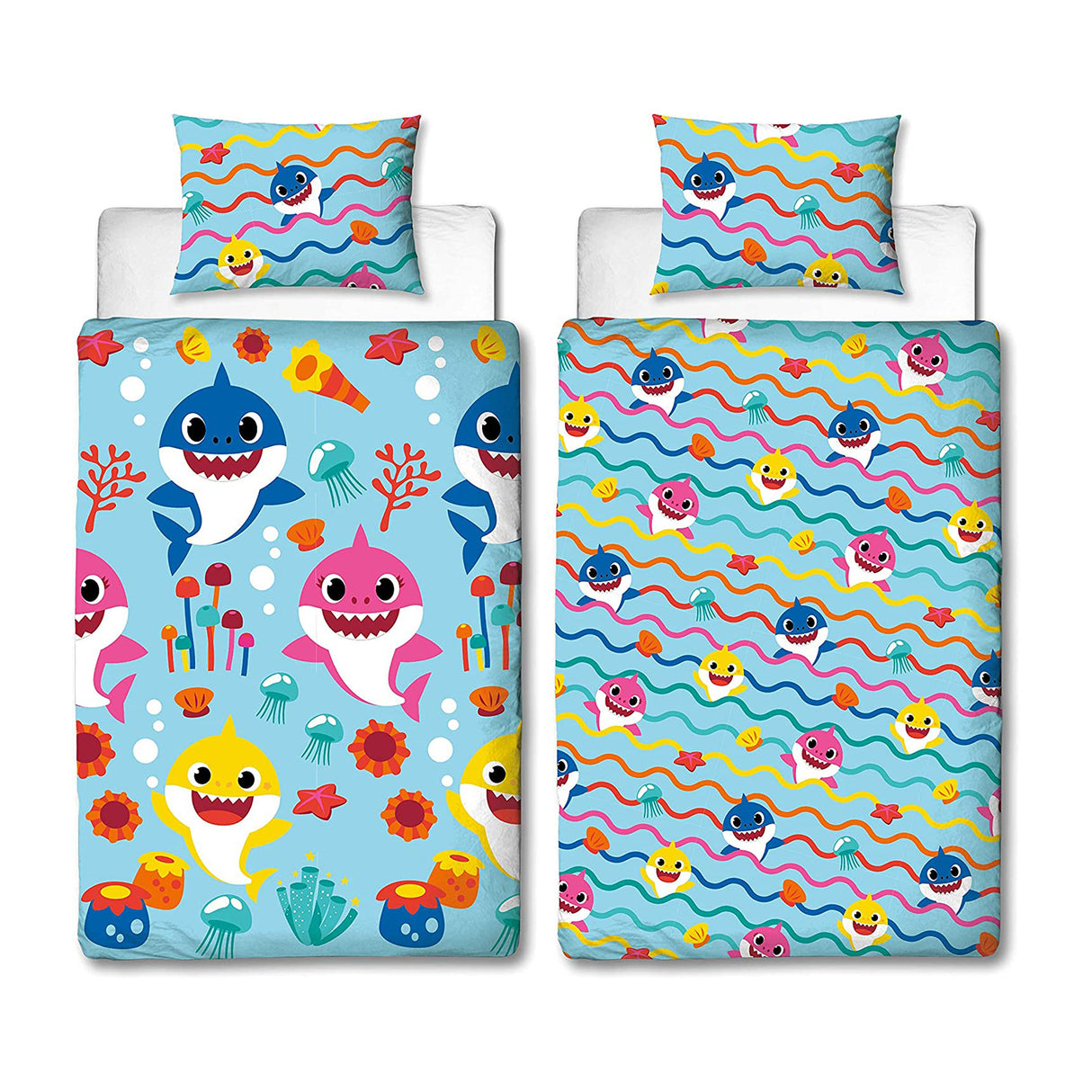 Baby Shark 'Rainbow' Reversible Single Duvet & Pillowcase Set