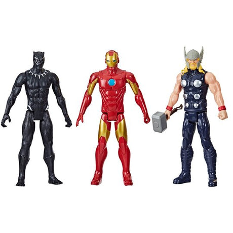 Marvel Avengers Titan Hero 3 Pack - Black Panther, Iron Man and Thor Action Figures