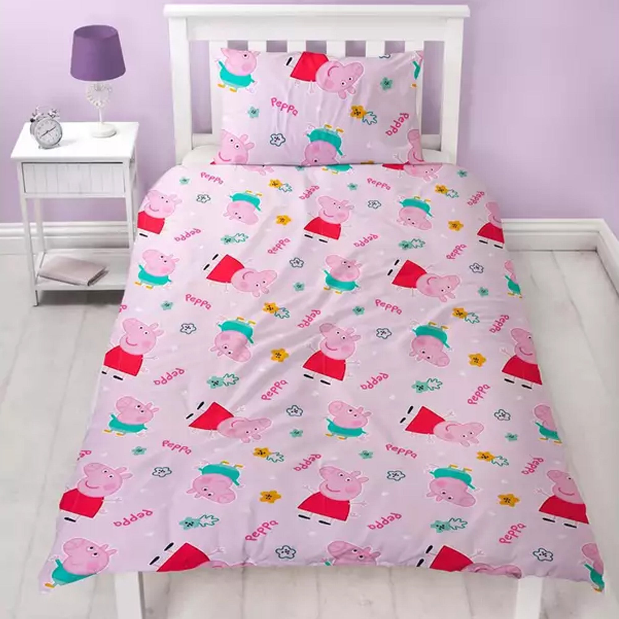 Peppa Pig Cosy Reversible Single Duvet Pillowcase Set Kids Bedding Character Stop