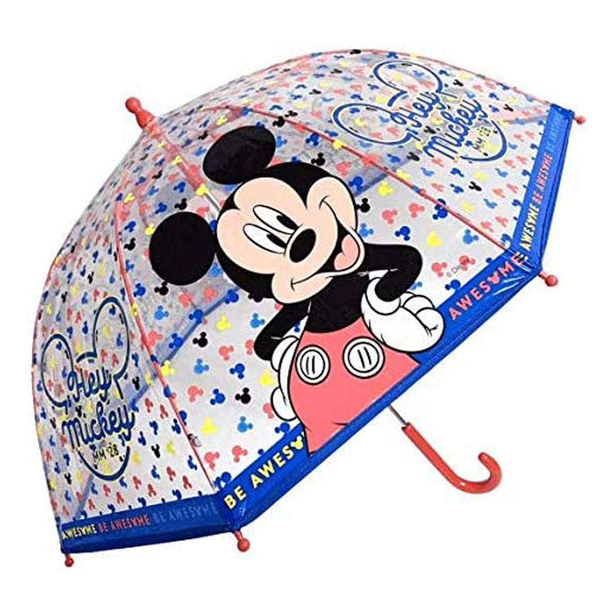 Disney Mickey Mouse Kids Transparent Dome Travel Umbrella 72cm