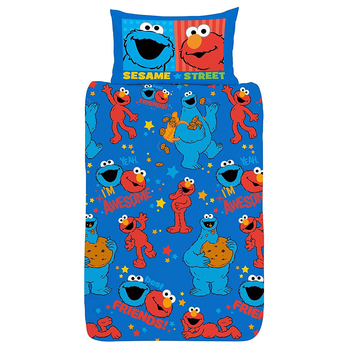 Sesame Street 'Awesome' Reversible Single Duvet & Pillowcase Set